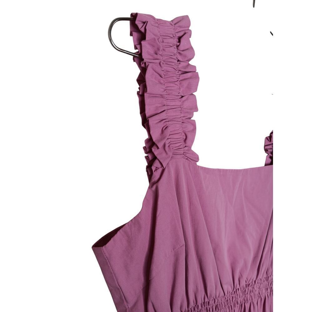 New Easel Los Angeles Tiered Midi Pink Ruffle Strap Pockets Cotton Dress S - Picture 9 of 16